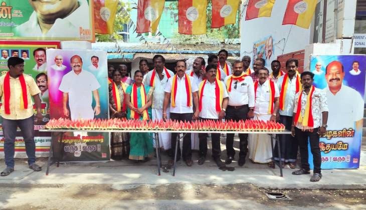 சமக தலைவர் முன்னாள் எம்.எல்.ஏ. எர்ணாவூர். நாராயணன் ஆணையின்படி பொதுமக்களுக்கு தாகம் தீர்க்க தர்பூசணி வழங்கல்!!