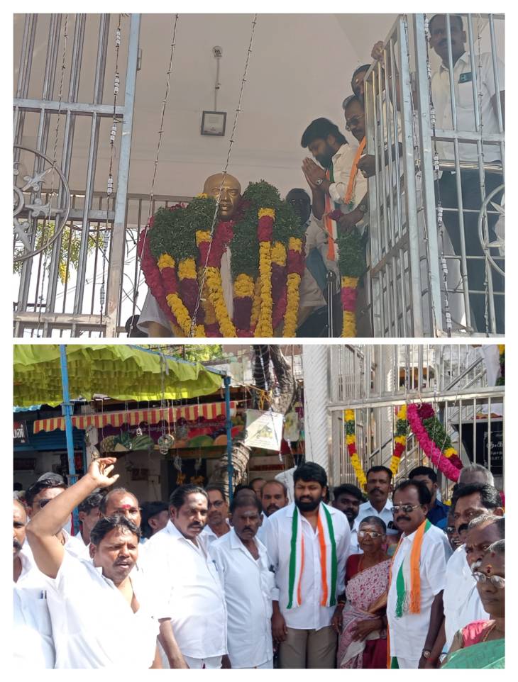 முன்னாள் முதல்வர், கல்வி கண் திறந்த கர்ம வீரர், காமராஜர் பிறந்த தினத்தையொட்டி அவரது சிலைக்கு எம்.எல்.ஏ ஊர்வசி அமிர்தராஜ் மரியாதை!!