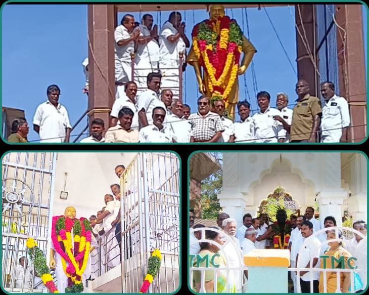 பெருந்தலைவரின் 123 வது பிறந்தநாளை முன்னிட்டு அவரது சிலைக்கு மாலை அணிவித்து மரியாதை செலுத்திய முன்னாள் அமைச்சர் சி.த. செல்லப்பாண்டியன்!!