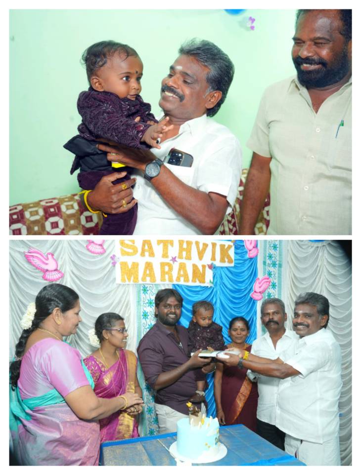 எம்.சி. சண்முகையா எம்எல்ஏ ஆசீர்வாதம் செய்த சாத்விக் மாறனின் முதல் பிறந்தநாள் விழா!
