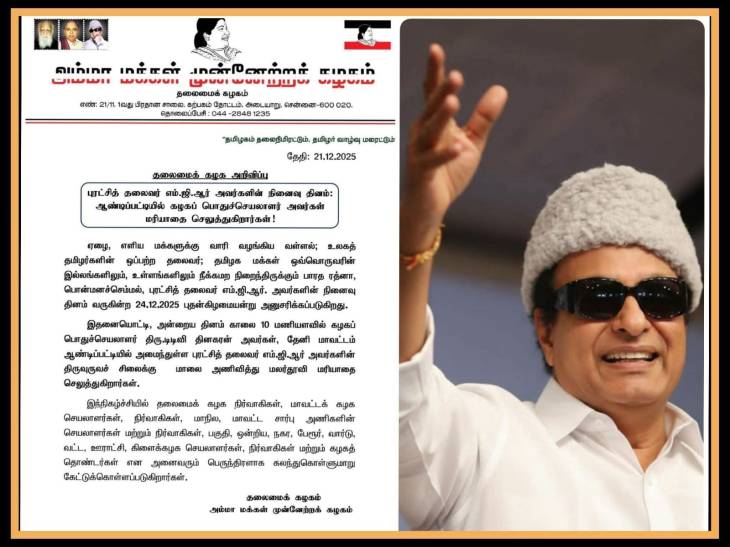 புரட்சித் தலைவர் எம்.ஜி.ஆர் நினைவு தினம்: ஆண்டிப்பட்டியில் டிடிவி தினகரன் மரியாதை செலுத்துகிறார்!!