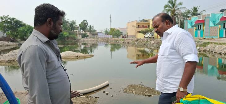 ராஜீவ் நகரில் புதிய வடிகால் பணிகளை மேயர் ஜெகன் பெரியசாமி ஆய்வு!!
