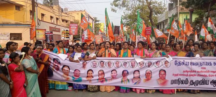 ஒதுக்குப்புற அனுமதியிலும் ஒலித்த பாஜக குரல் – திமுக அரசை கடுமையாக தாக்கிய முன்னாள் எம்பி சசிகலா புஷ்பா!!